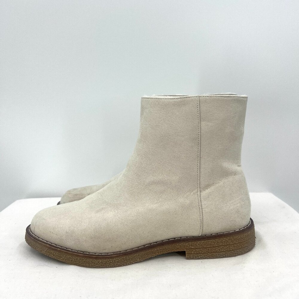 LOFT Ivory Faux Suede Side Zip Booties Women's 8.5